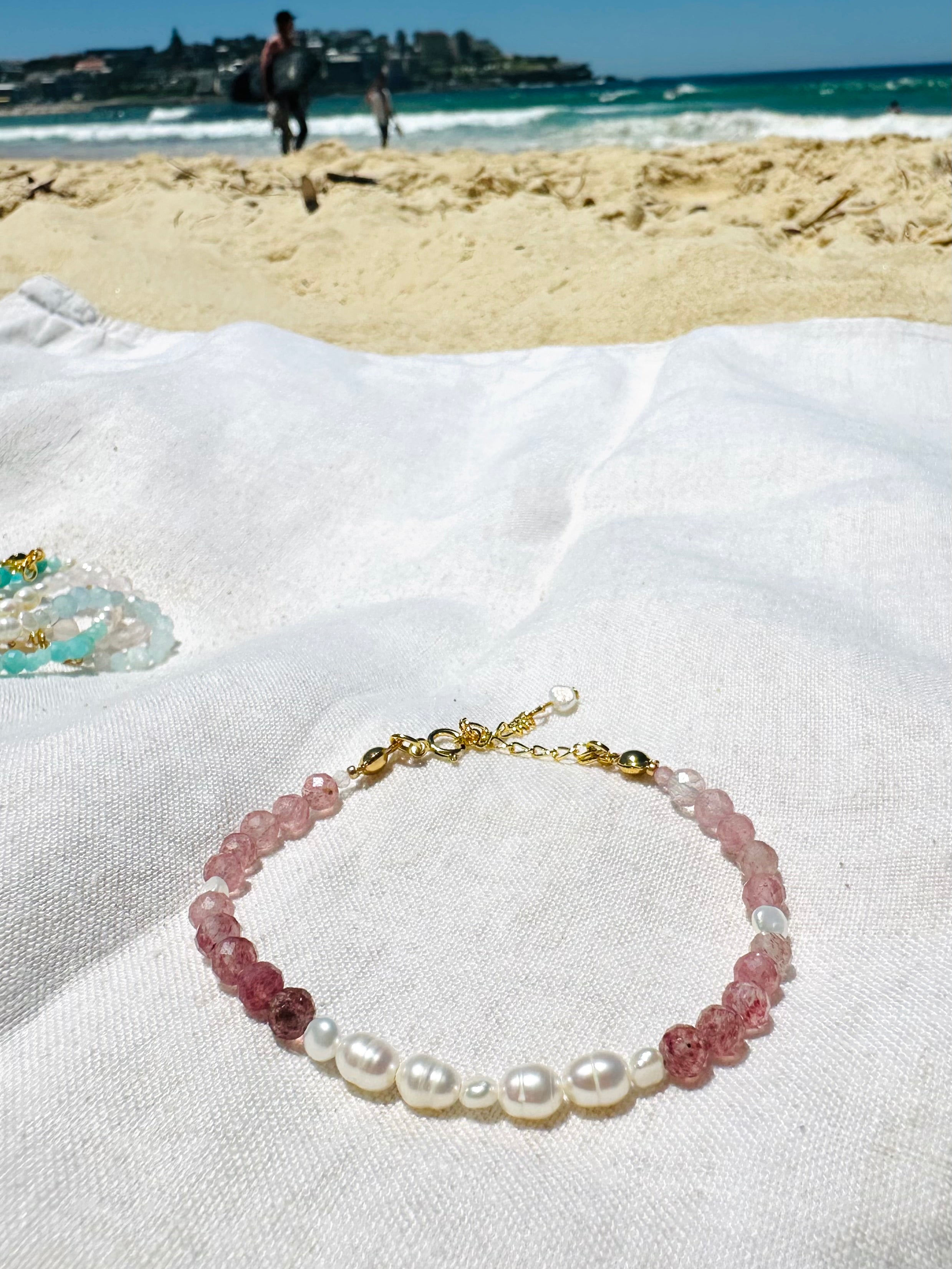Moonlight Strawberry Quartz Bracelet