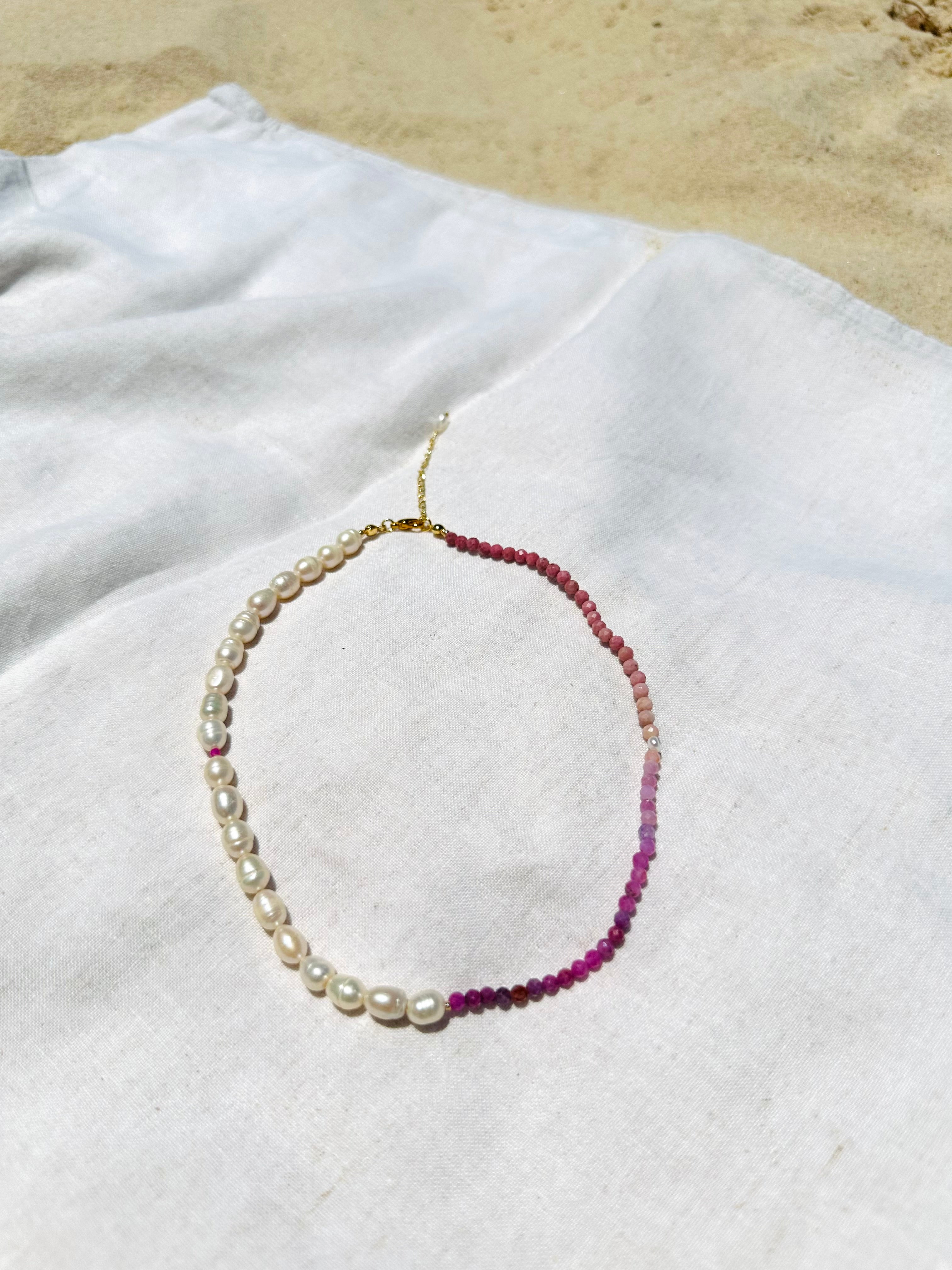 Half-Moon Fuschia Necklace