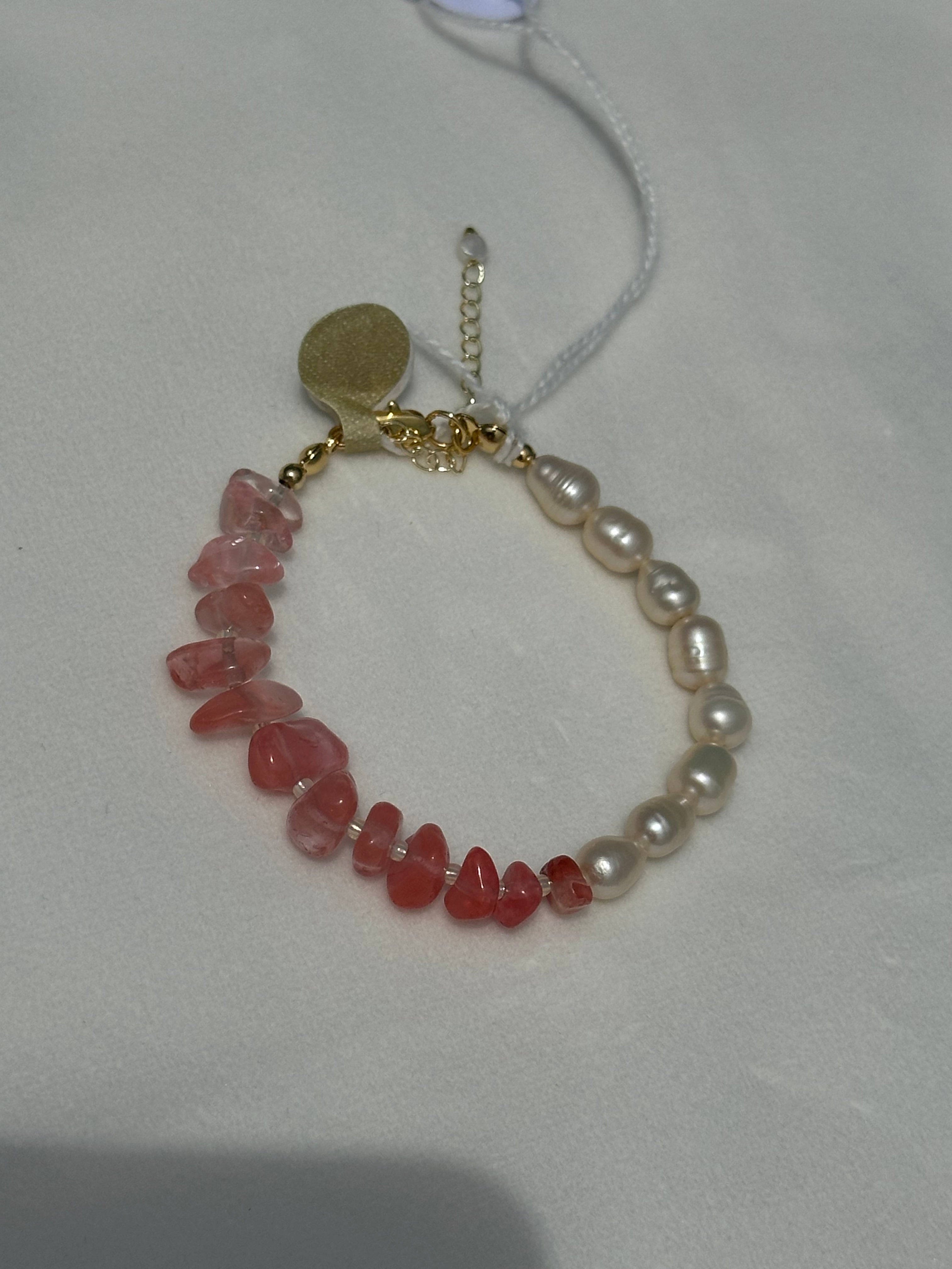 Half-Moon Strawberry Quartz Bracelet