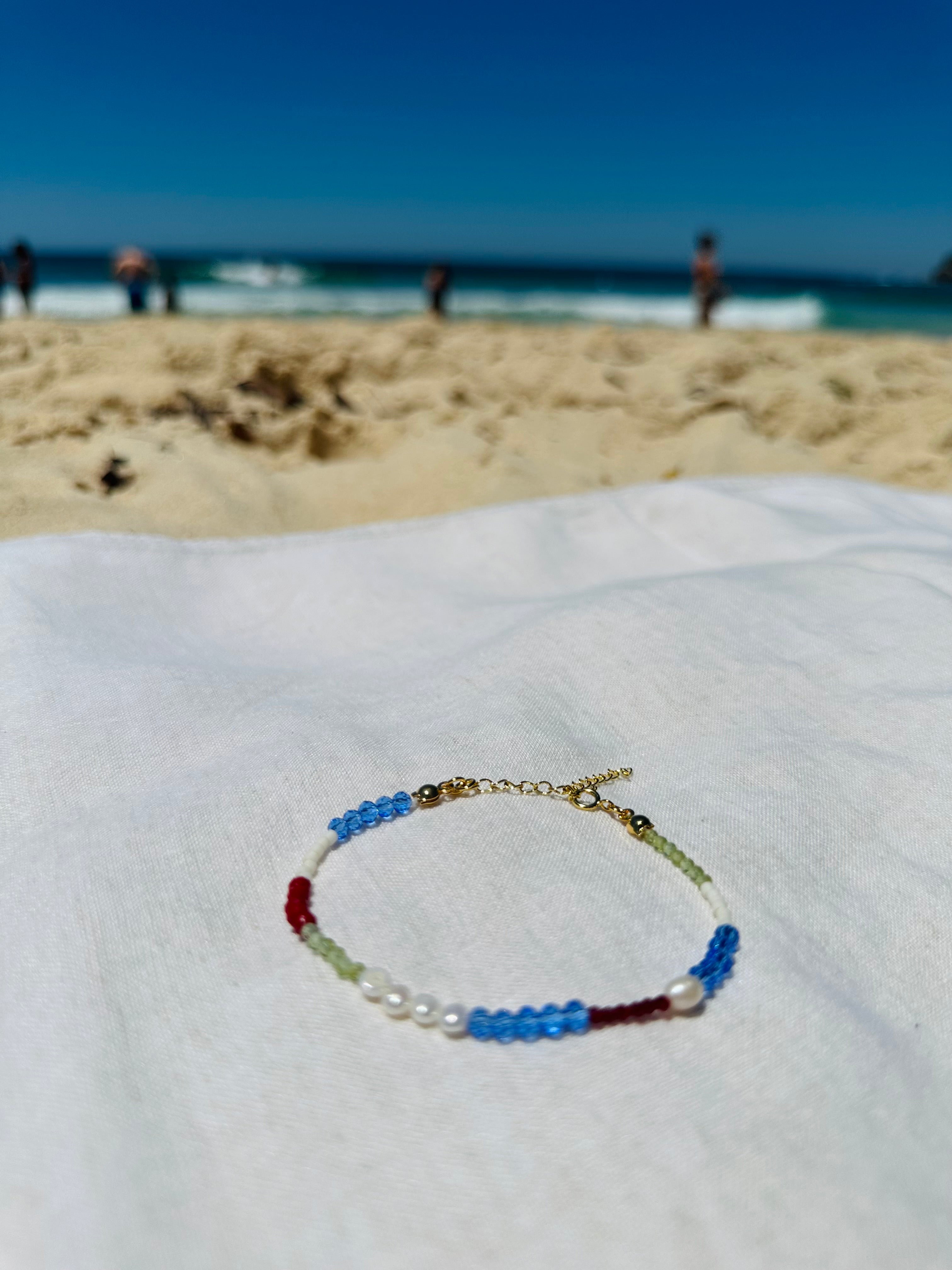 "Strawberry Matcha by the Sea" Bracelet