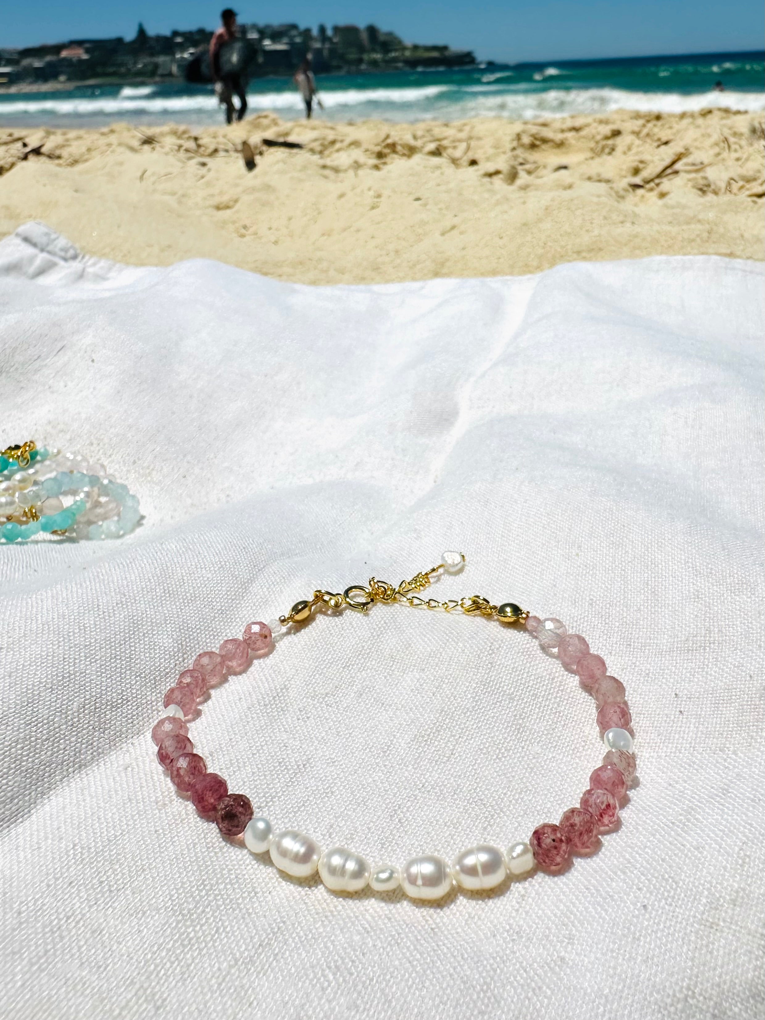 "Moonlight - Strawberry Quartz" Bracelet