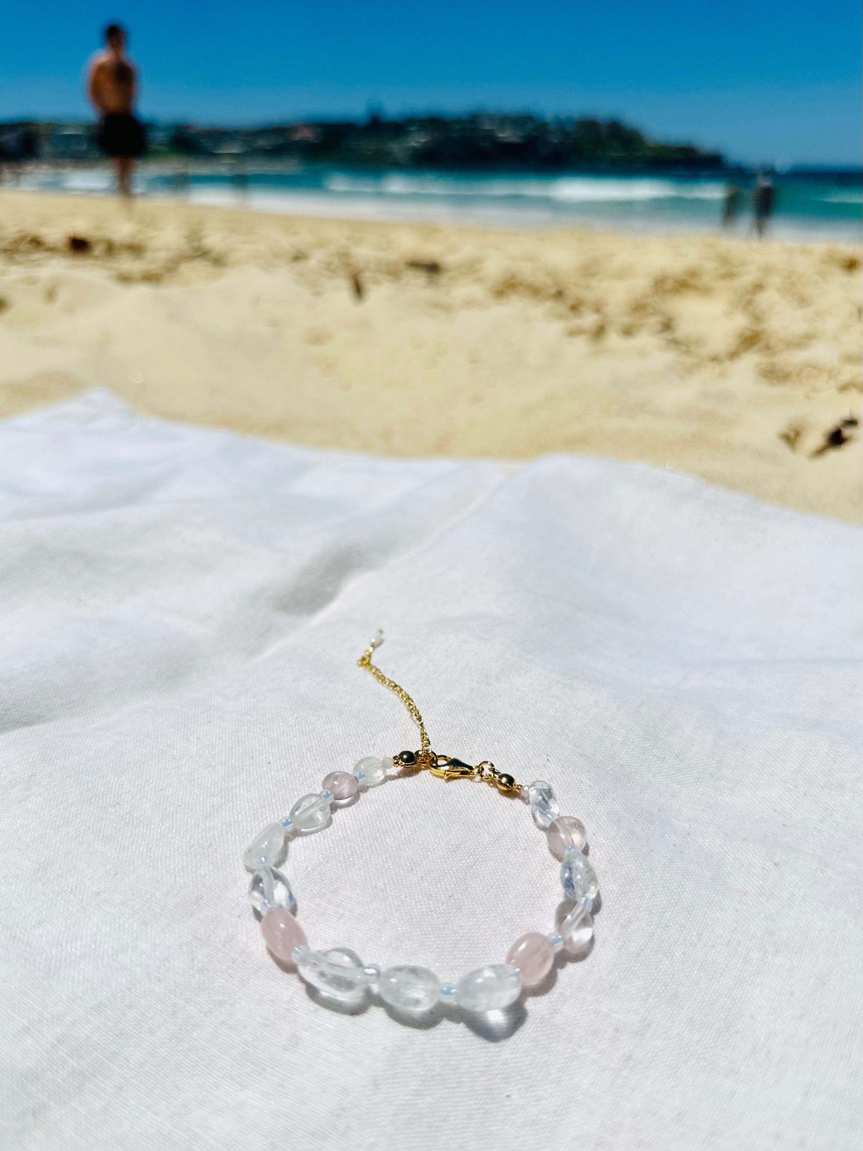 "Sunset Clouds - Rose & Crystal Quartz" Bracelet