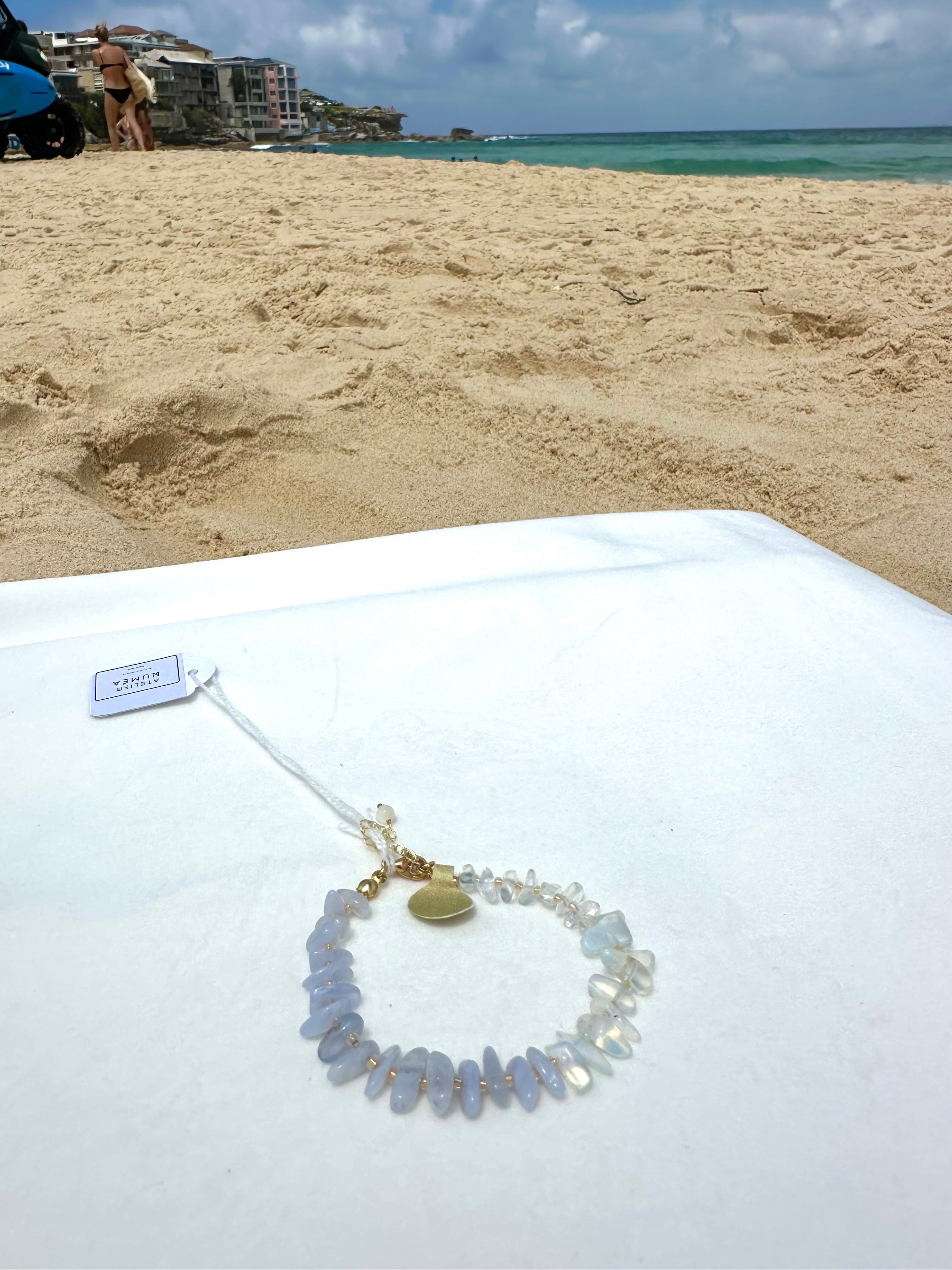 "Seagrass - Blue Agate & Opalite M" Bracelet