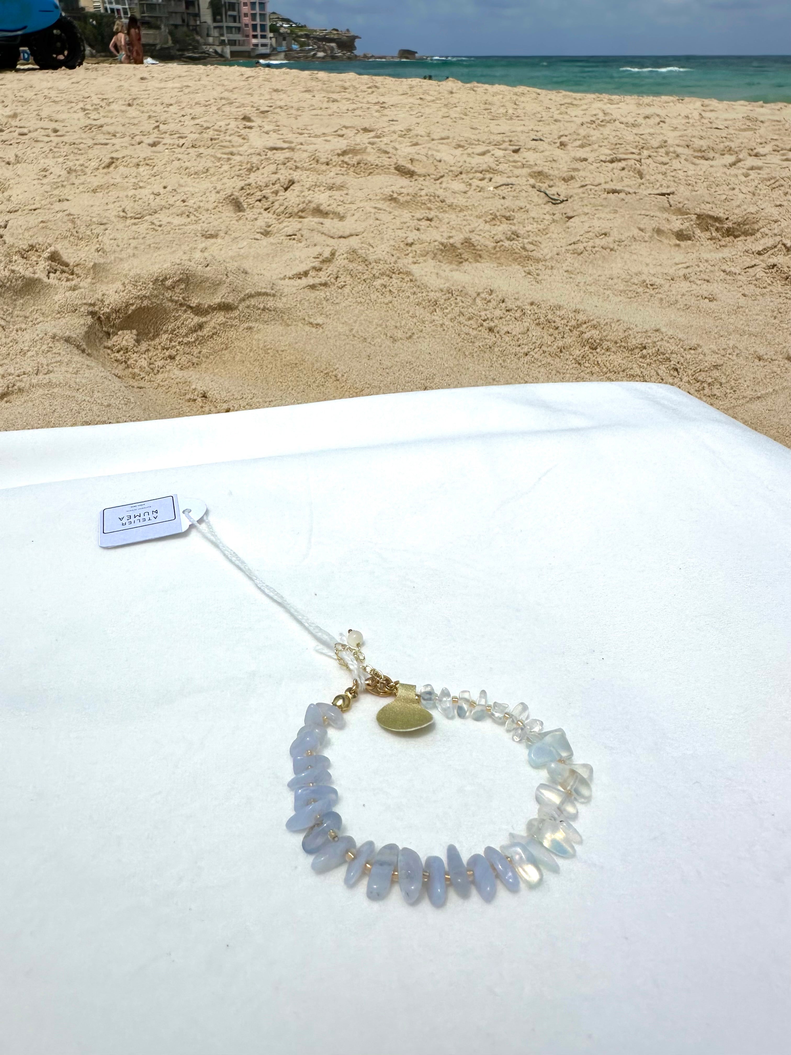 "Seagrass - Blue Agate & Opalite M" Bracelet