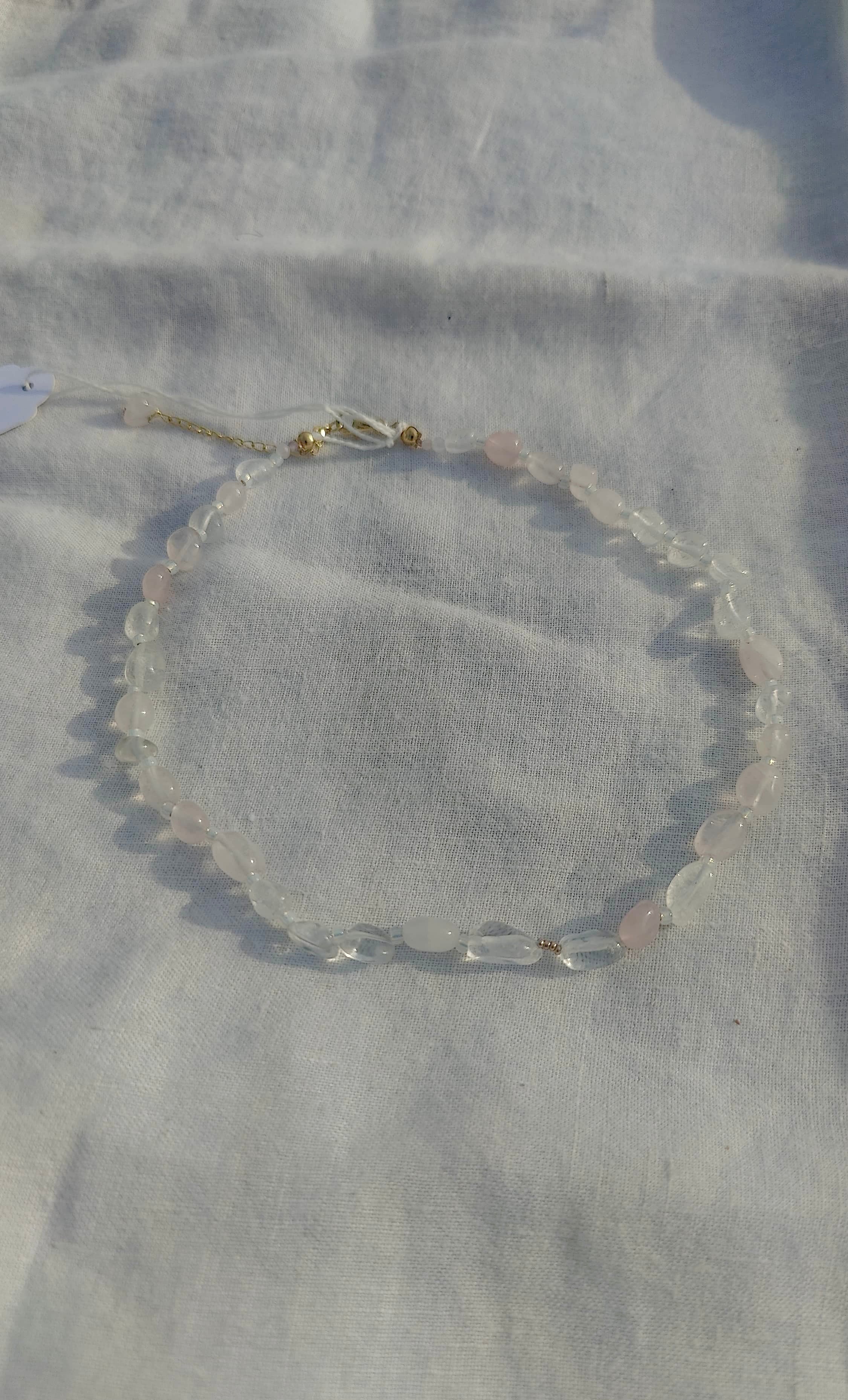 Clouds Crystal Quartz & Rose Quartz Necklace